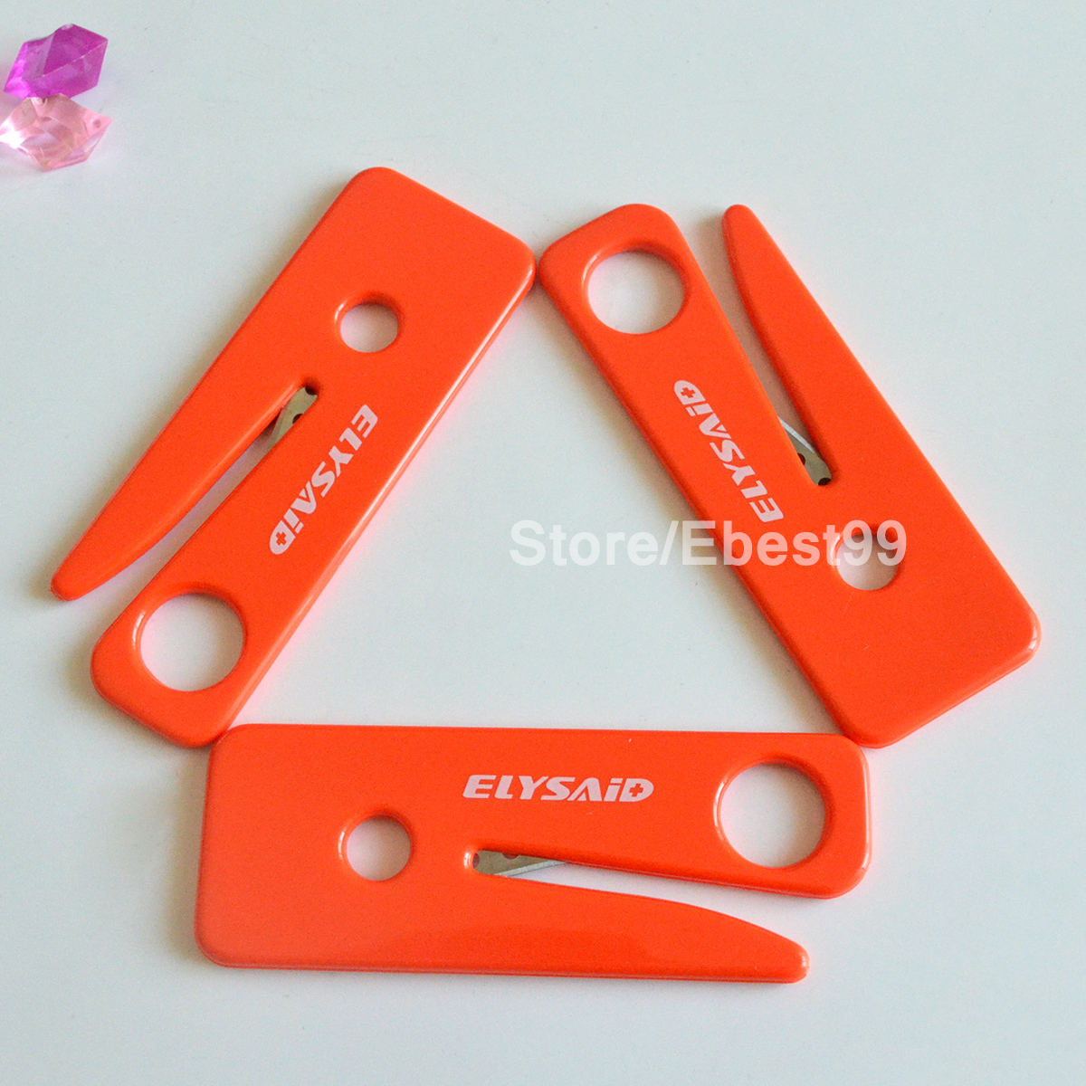10pcs Seatbelt Cutter Safe Handle Razor Blade Car Seat Belt Knife Sharp Orange