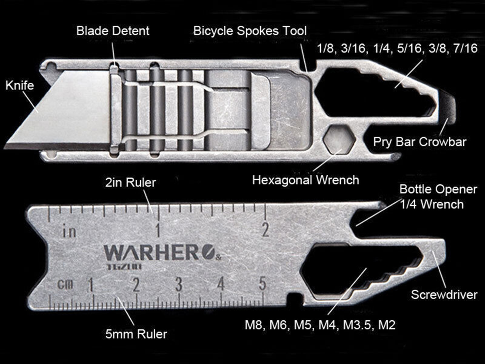 Titanium Pocket Utility Knife Opener Crowbar Wrench Outdoor EDC Keychain Tool