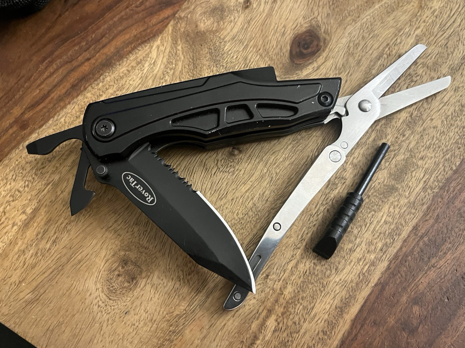 RoverTac Pocket Knife Multitool 13-in-1 Multi Tool Excellent Condition w/Sheath