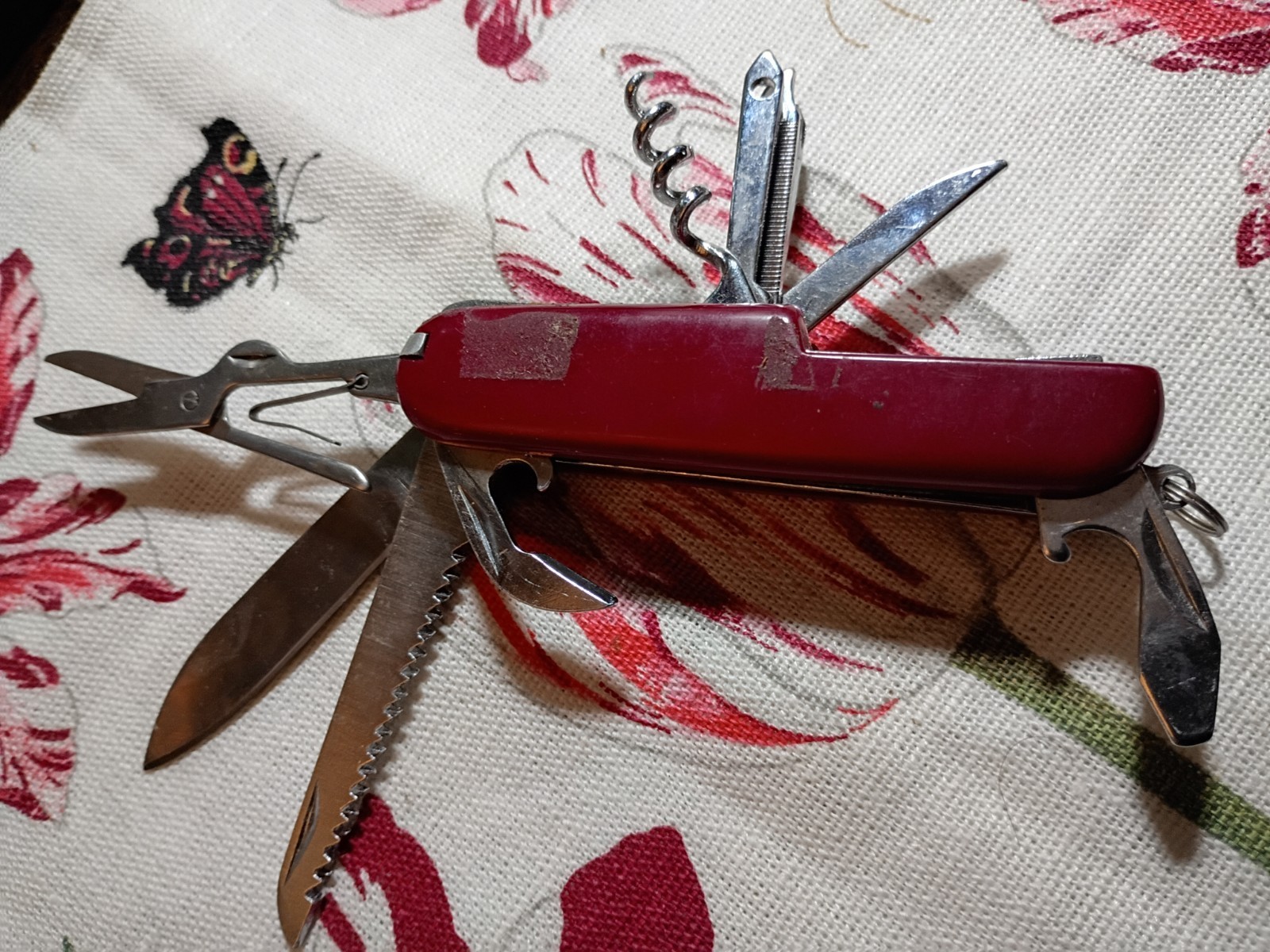 Swiss Army Style Red Multi-Tool Pocket Knife 12 Tools Scissors Saw Corkscrew