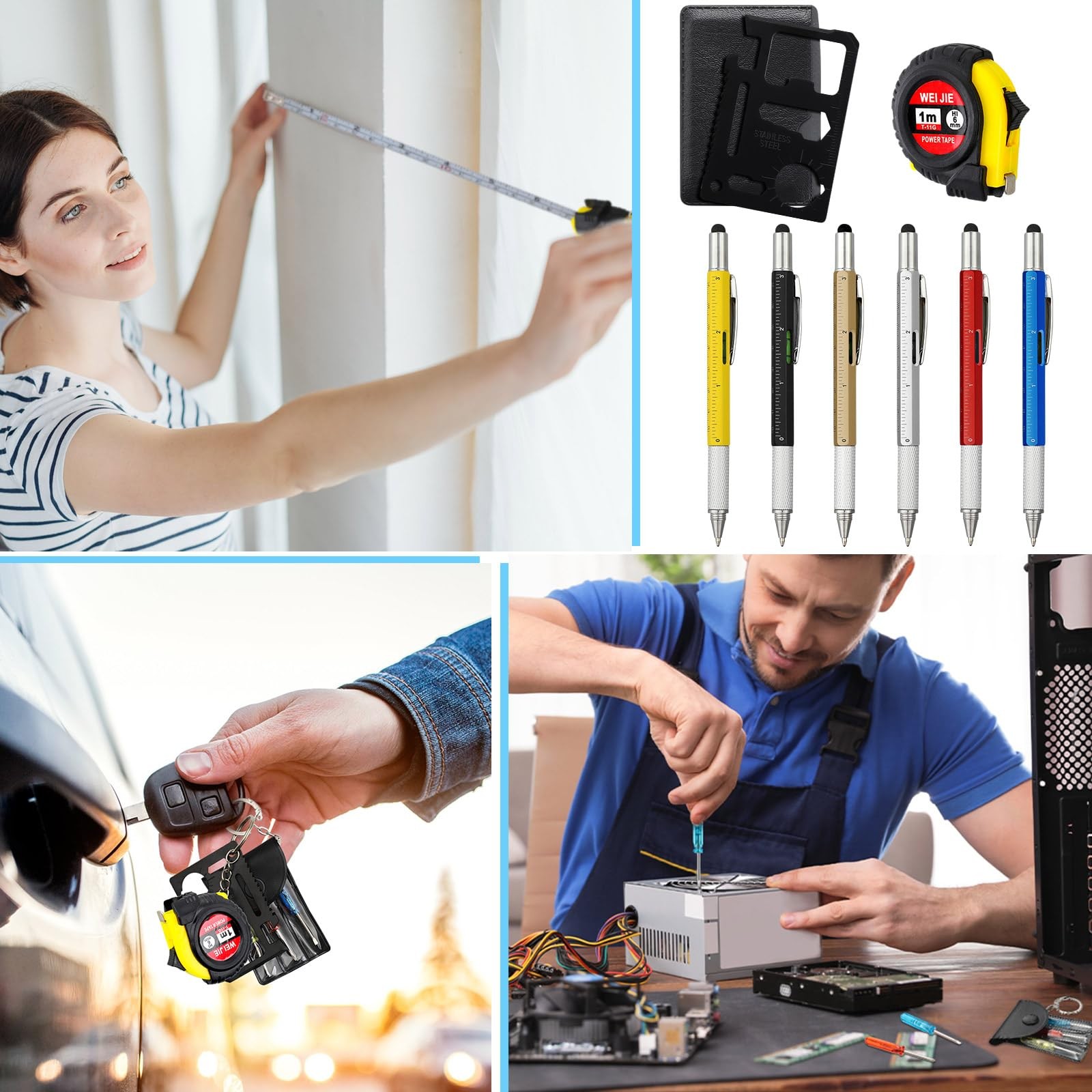 120 Pcs Mini Screwdriver Tape Keychain Set Multitool Pen Card Father’s Gifts Bul