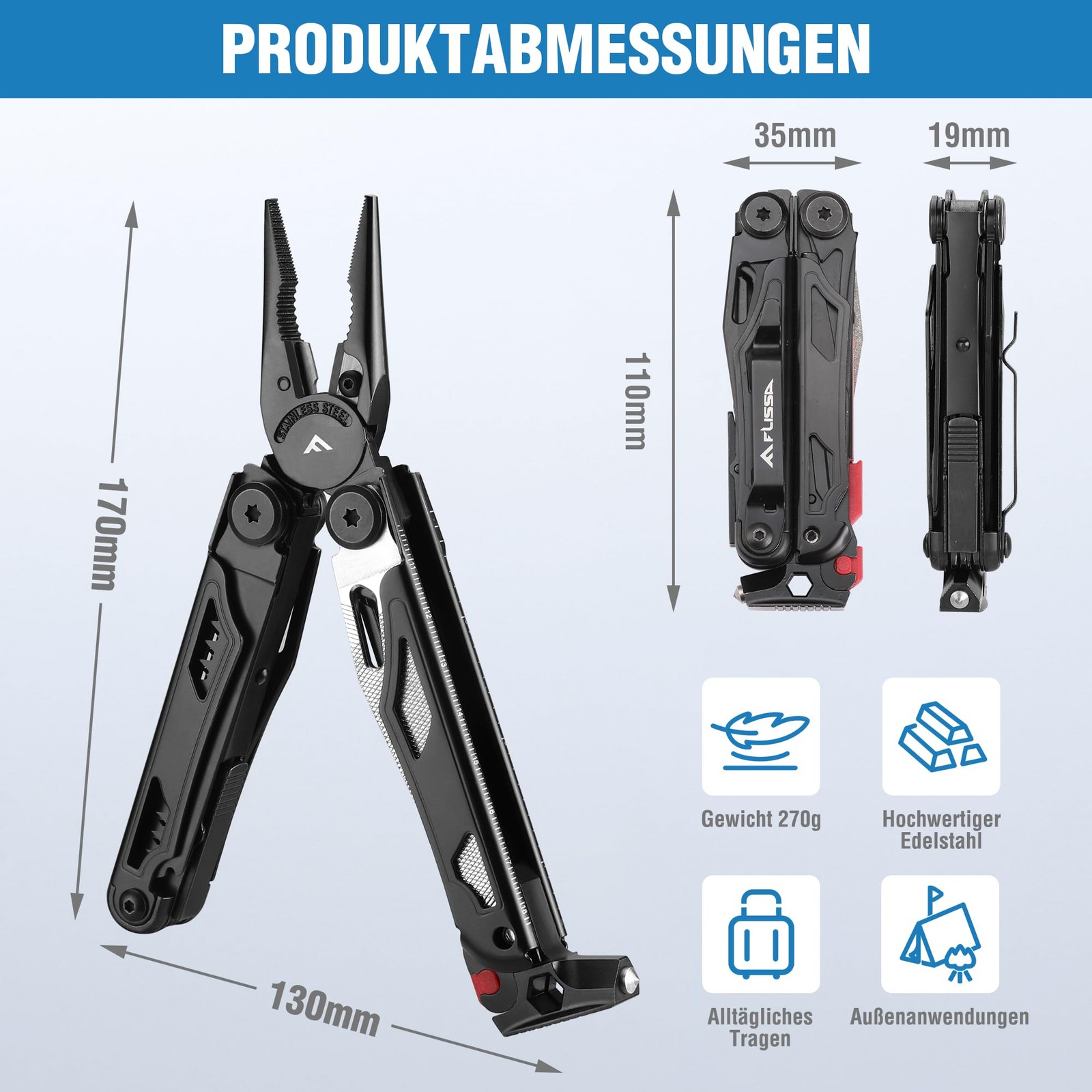Multifunction Pliers 19in1, Multitool with Glass Breaker and Fire Starter, Foldable…