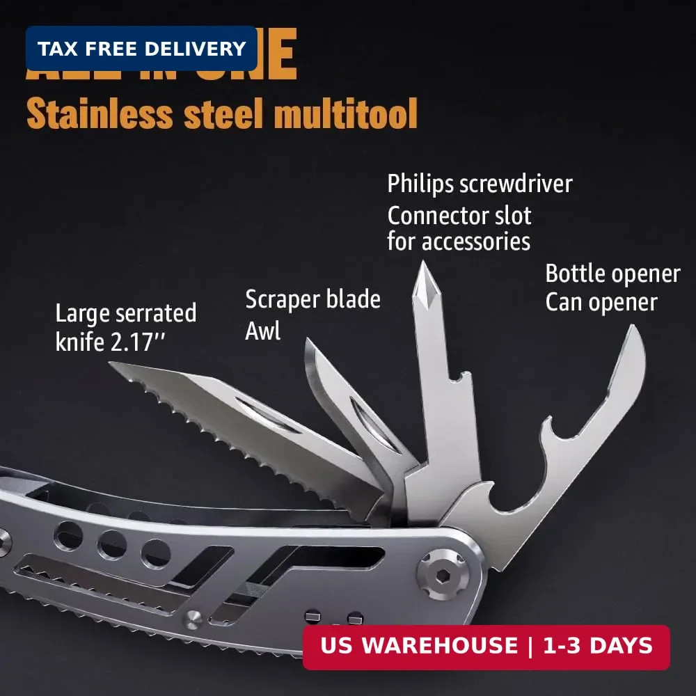 24-in-1 Multitool with Knife, Pliers & 11 Bits Sharp Stainless Steel – Multi Too