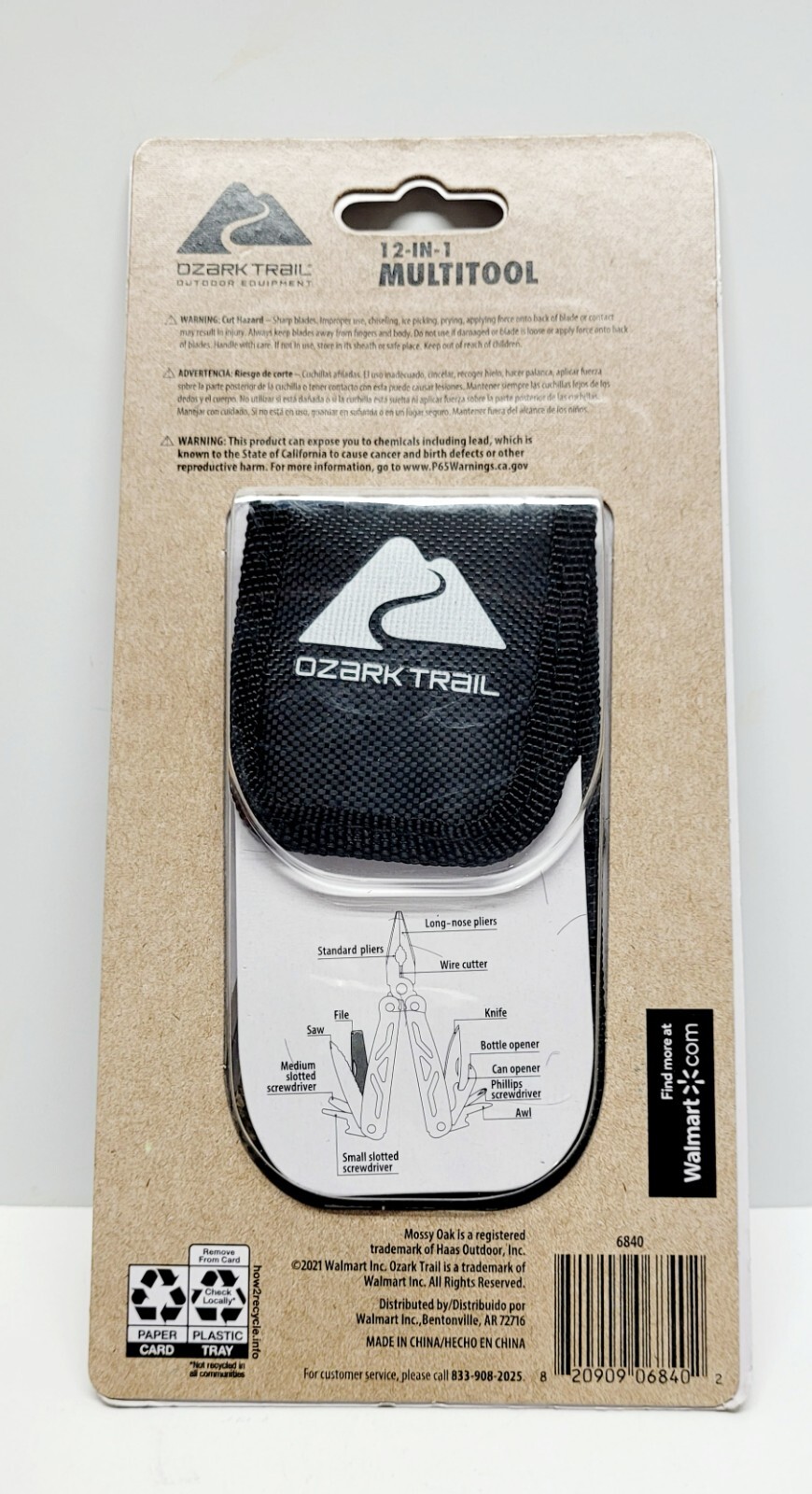 Ozark Trail 12-In-1 Multi Tool w/Sheath Hiking Outdoors Pocket Knife – Camo