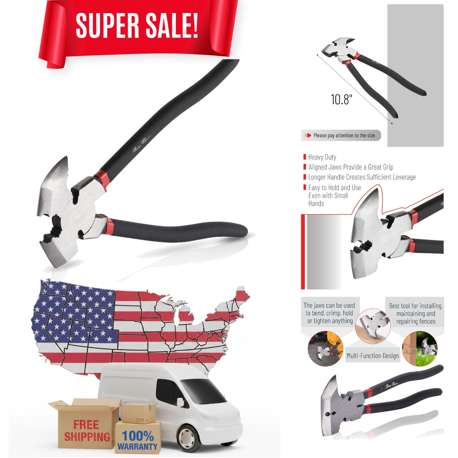 10.8″ Multi-Plier Fence Tool – Heavy-Duty Nail & Staple Puller for Professionals