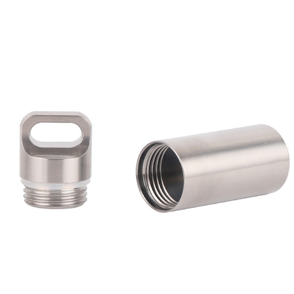Portable Pill Box Container With Keychain Attachment And Space For Small Items