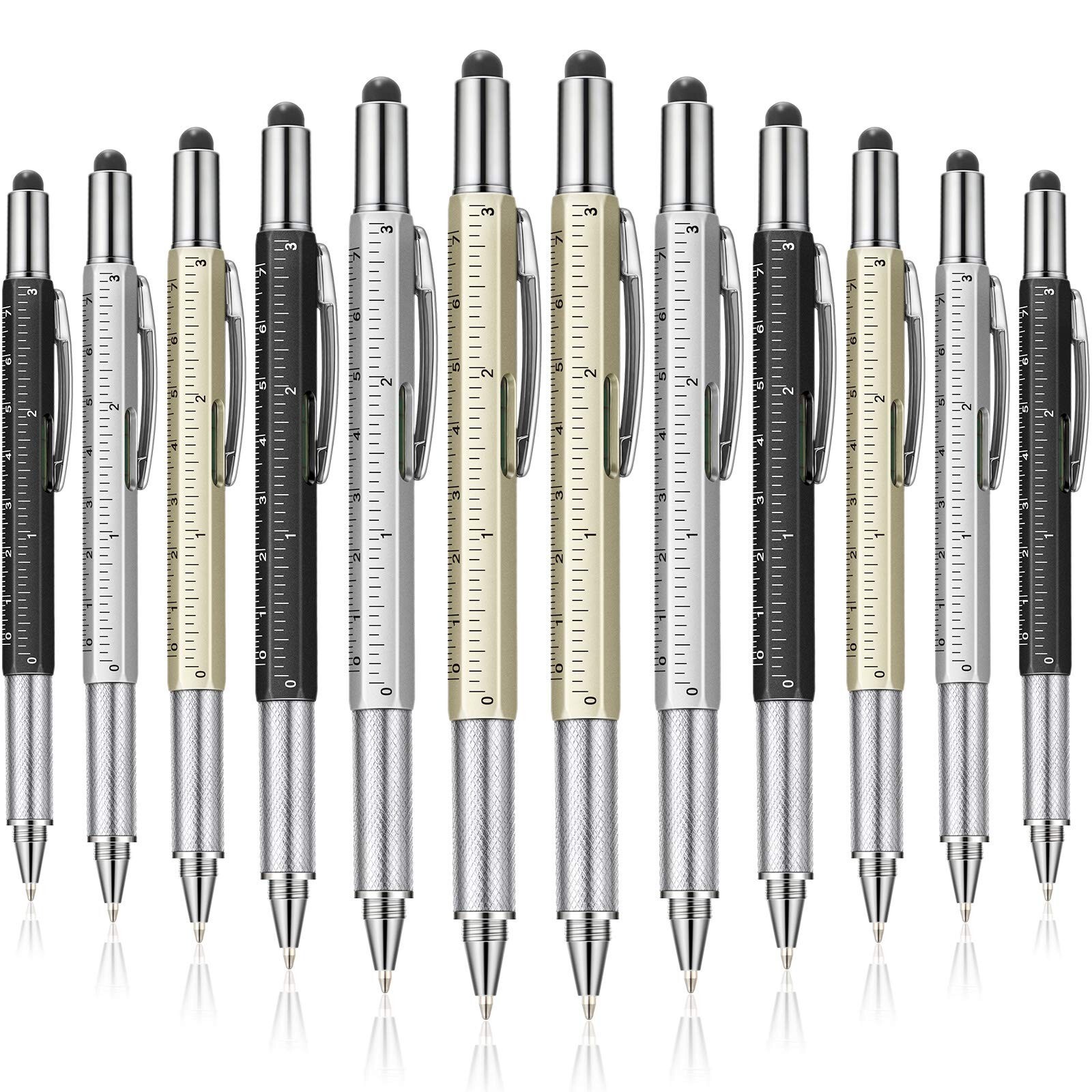30 Pieces Tool Pen 6-in-1 Multitool Tech Tool Pen with Ruler, Level Gauge, Ba…
