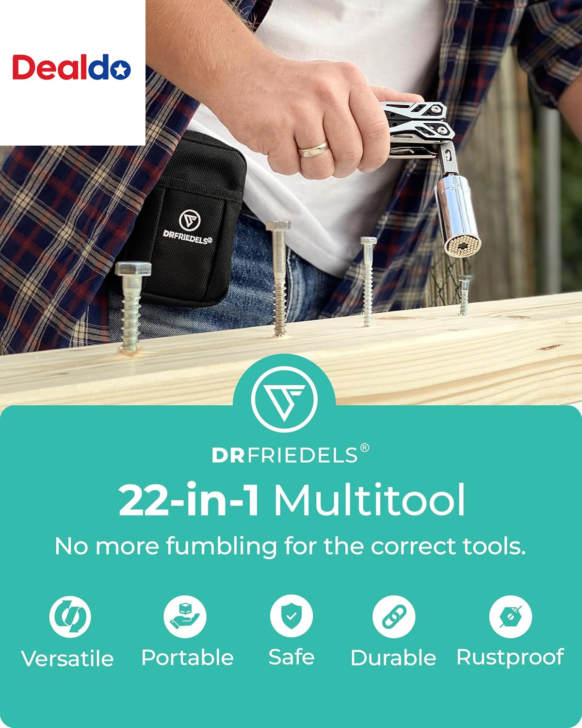 Multi Tool with Universal Socket – 22 in 1 Stainless Steel Multipurpose Tool wit