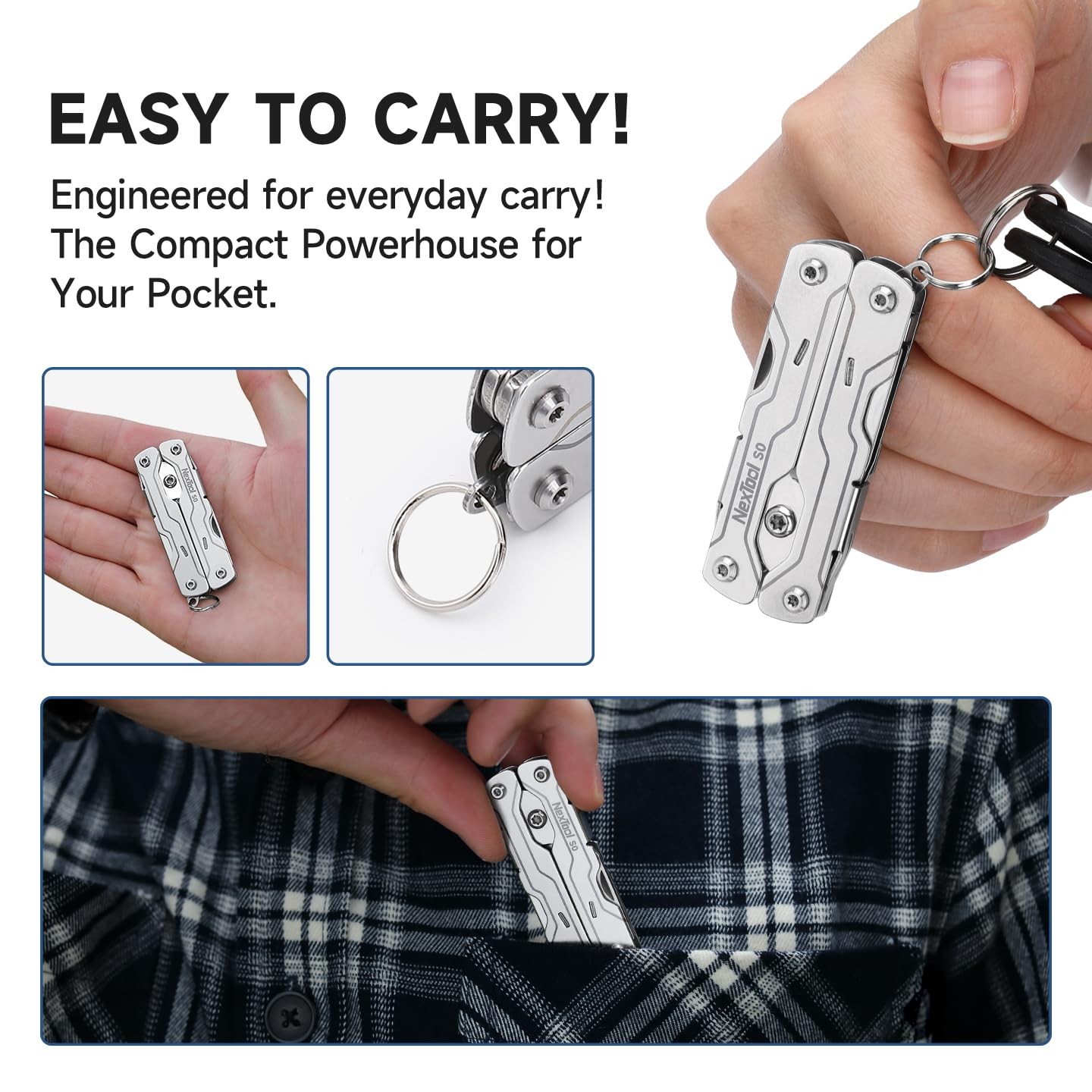 Micro Sailor Scissors S0, Mini Keychain Multitool with Serrated Scissors, 8-i…