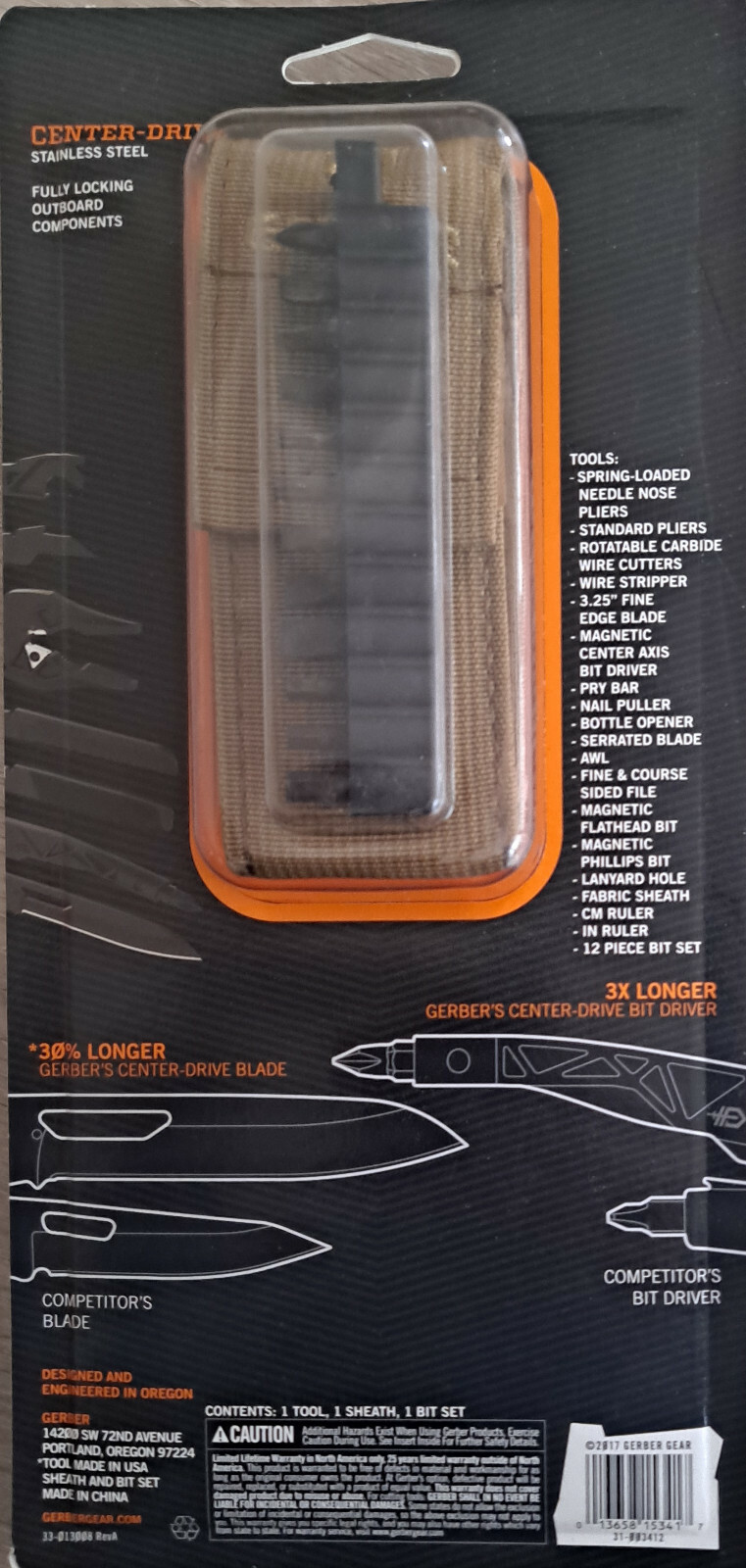 Gerber Center Drive Black Multi Plier Sheath and Bit Set Multi Tool 31-003412