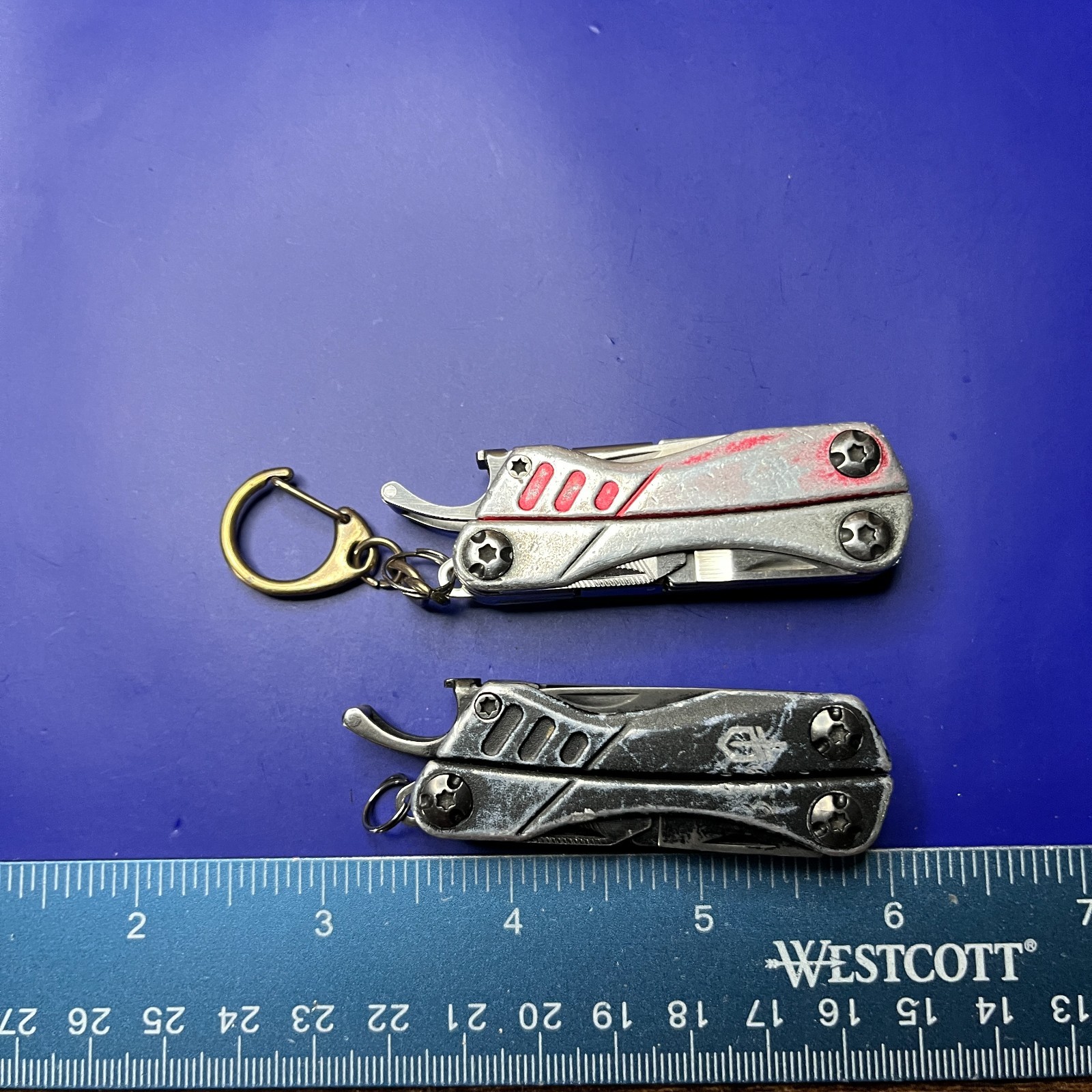 Lot of 2 Gerber Dime Multi-Tools Small Keychain Pliers Knife File Scissors