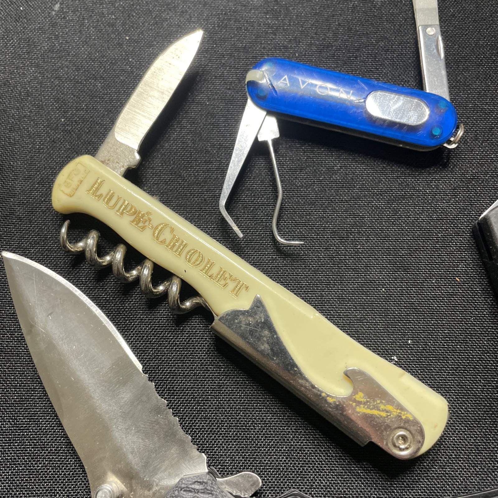 Lot of 4 Pocket Knives & Multi Tools – Folding, Avon Tool, Corkscrew