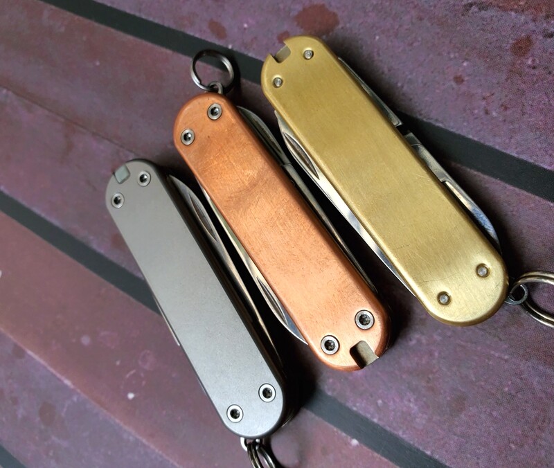 1 Pair Red Copper Handle Scales For 58mm multifunctional Swiss army