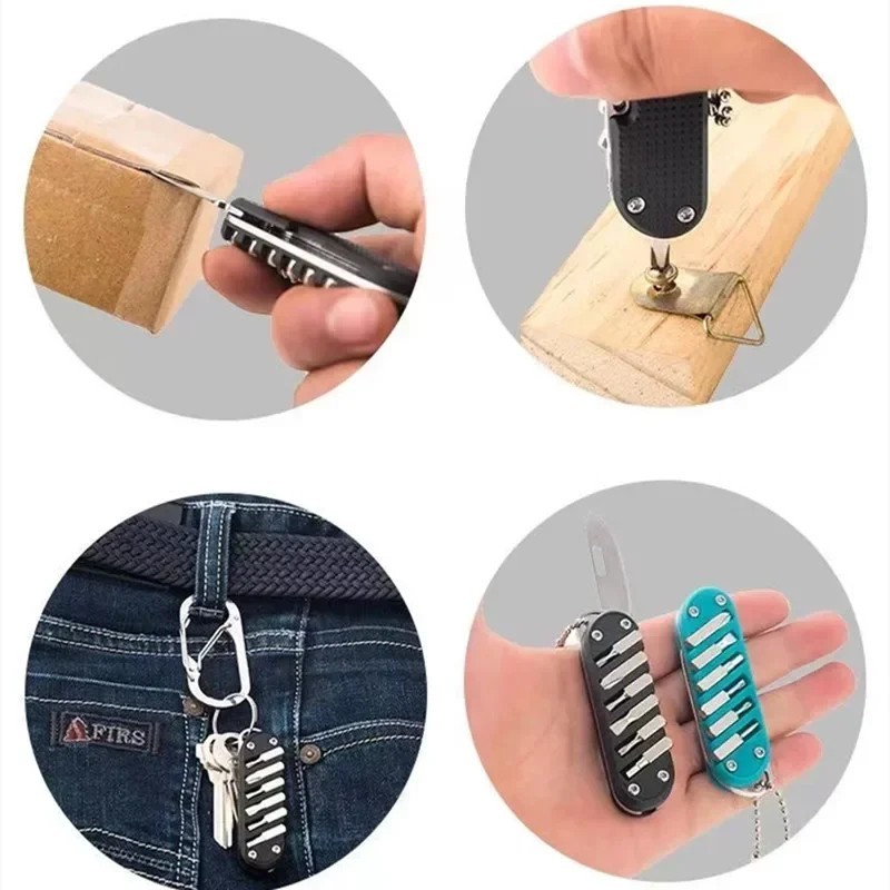 7-in-1 Multifunction Folding Knife Screwdriver Keychain Tool Stainless Steel