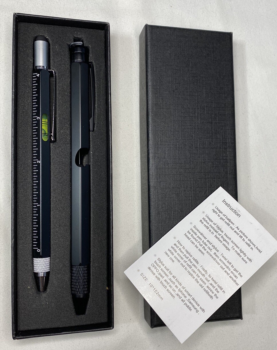 2 Pcs 9 In-1 Multitool Pen Set Black, Open Box