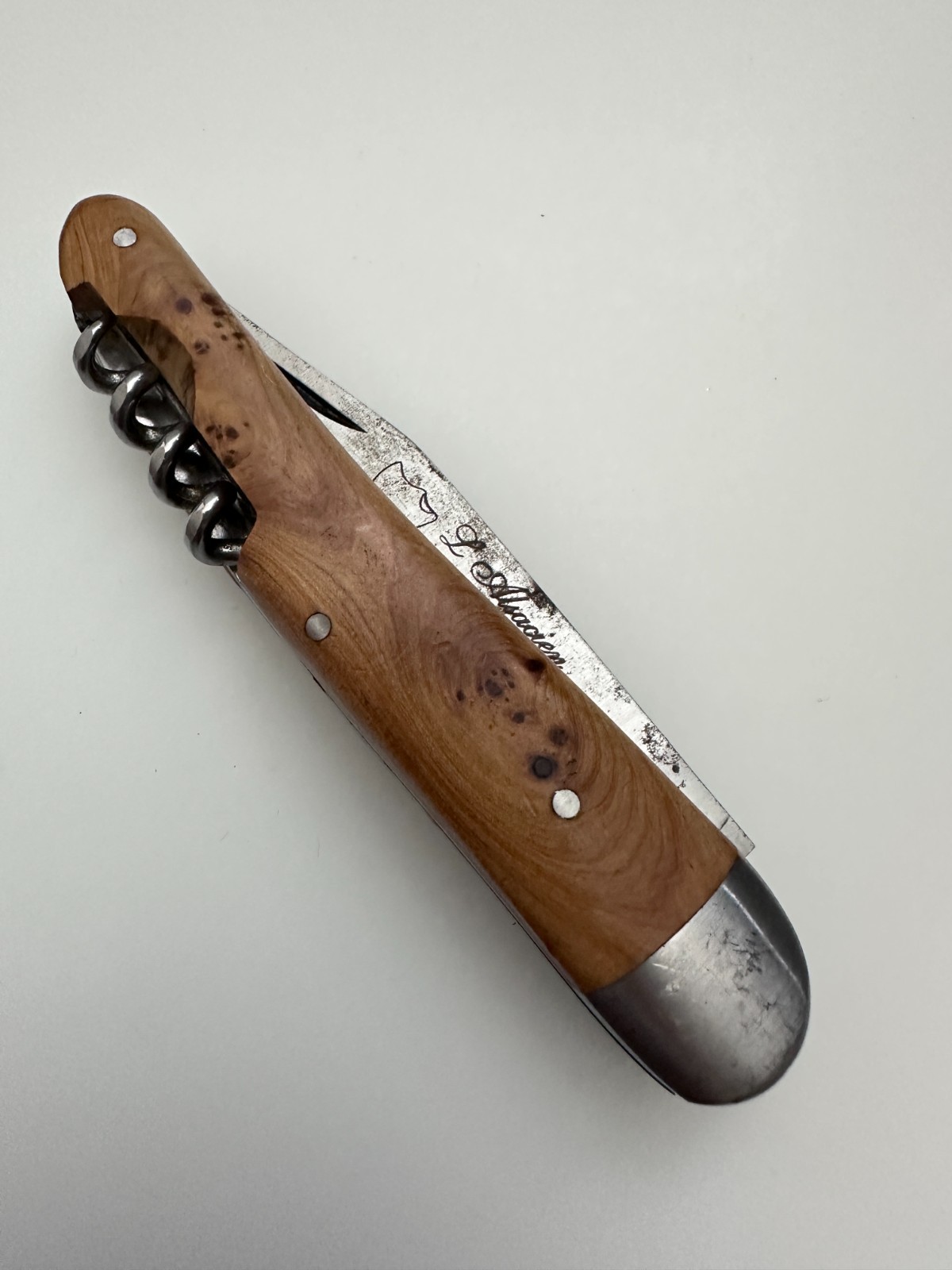 SABOT L’ALSACIEN Burl Wood Pocket Knife Corkscrew Multi tool