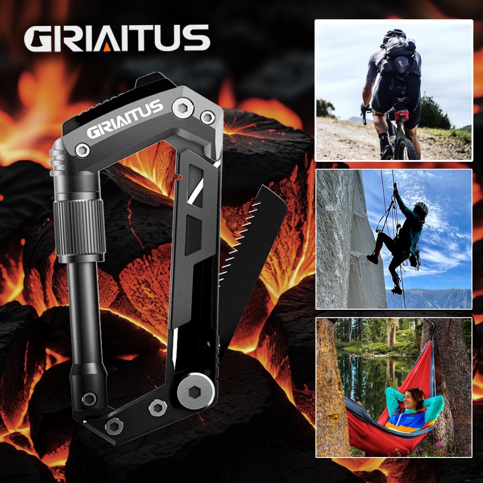 Carabiner Multitool with Pocket , 8-in-1 EDC Carabiners, Serrated , Rope Cutt…