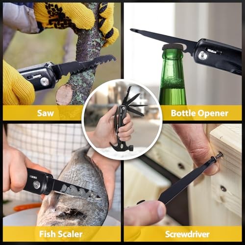 Fathers Day Gift for Husband Dad, Gifts for Men 12 in 1 Hammer Multitool, Black