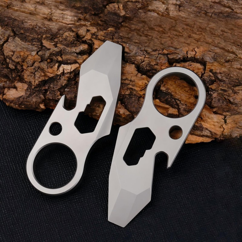 Titanium Pry Bar Crowbar Bottle Opener EDC Outdoor Pocket Multi Tools Keychain