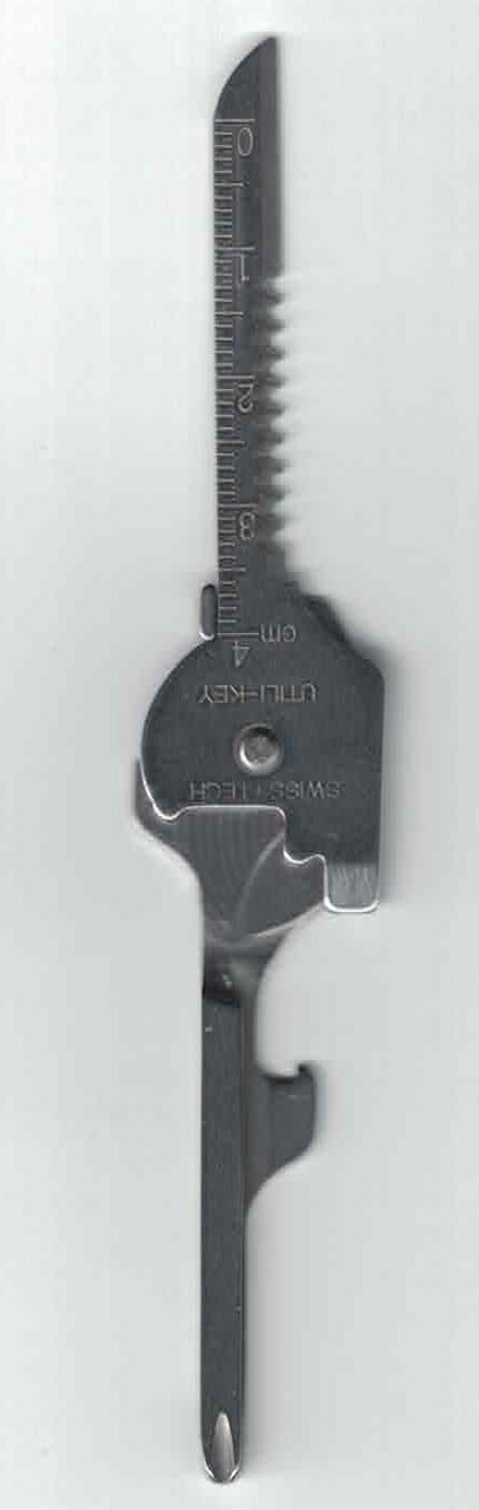 7 tools in 1 Utili-Key Multifunction key sized knife, saw screw Stainless Steel