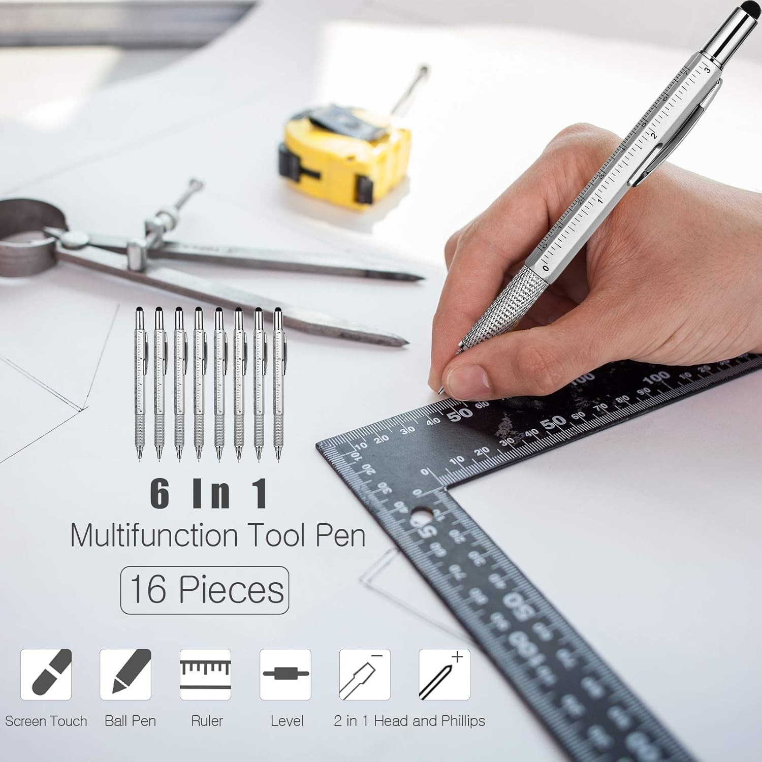 8 Pieces Gift Pen for Men 6 in 1 Multitool Tech Tool Pen Screwdriver Pen with