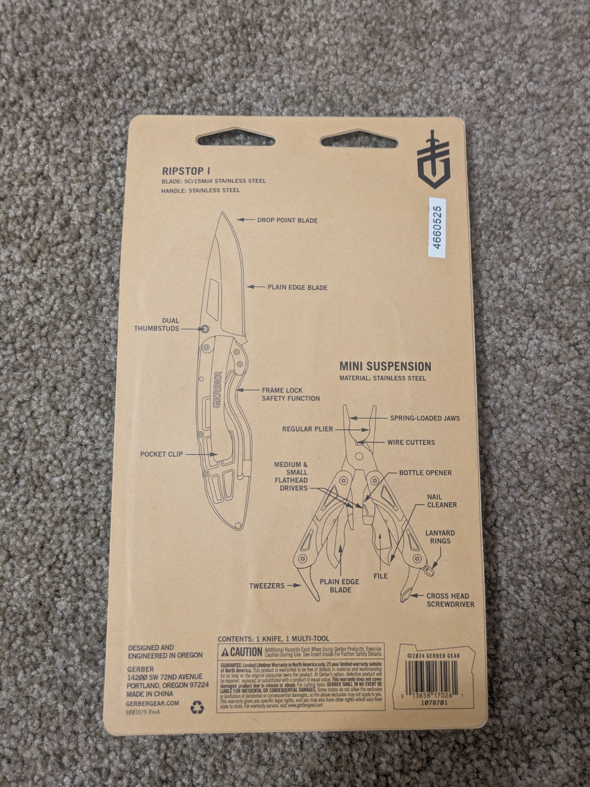 Gerber Mini Suspension Multi Tool Ripstop 1 Knife Gift Pack