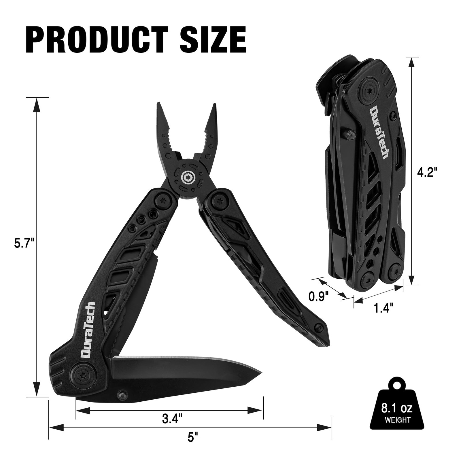 Multitool Knife, 13 in 1 Pocket Multitool, Multi Tool with 3″ Large Blade, Safe