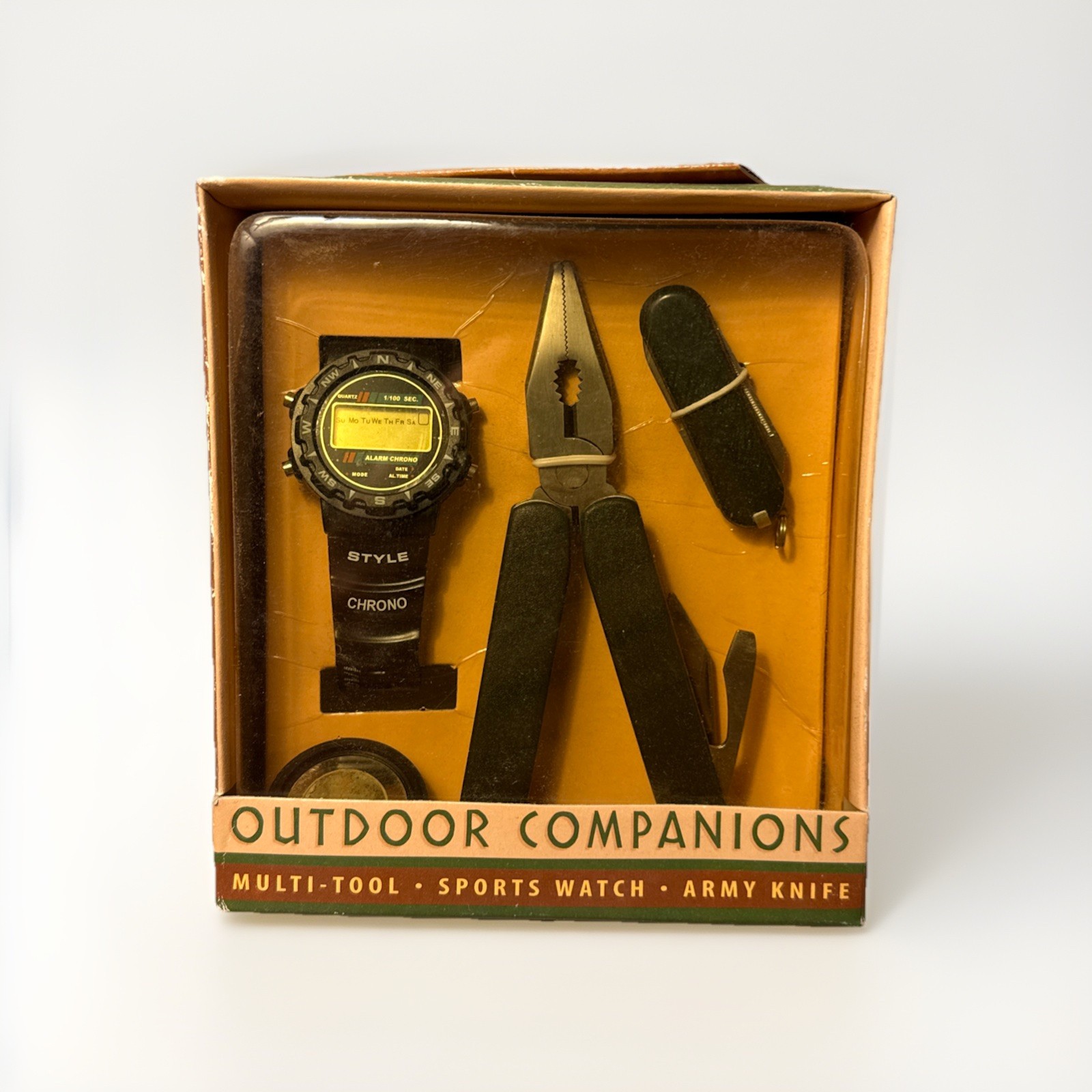 New VTG Outdoor Companions Pocket Multi-Tool, Sports Watch, Pocket Knife Set NOS