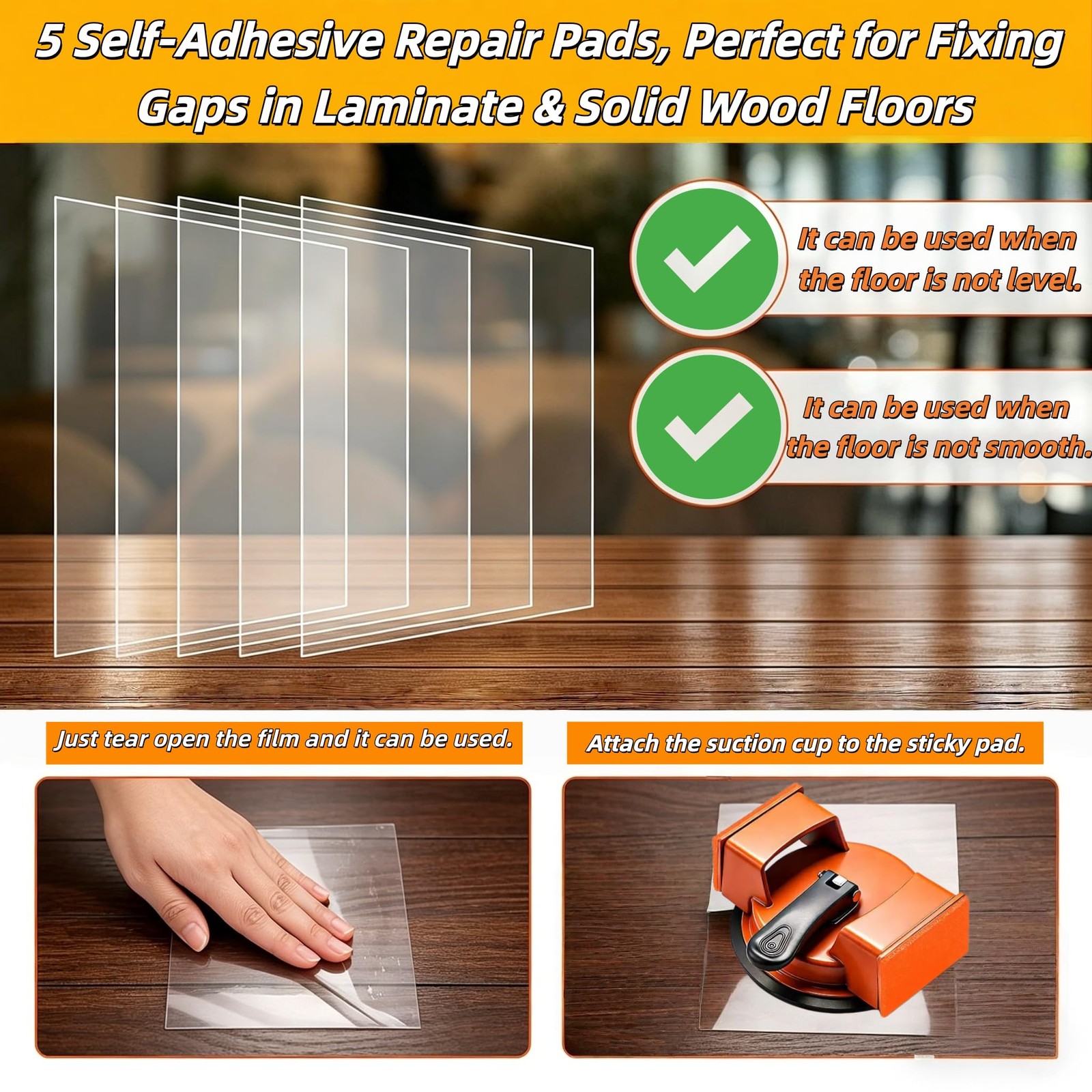 Heavy Duty Floor Gap Fixer Tool, Iron Construction with Enhanced Suction Cup