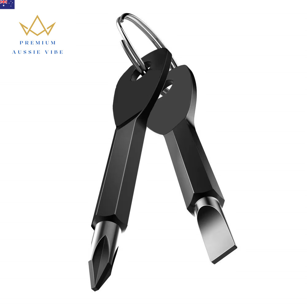 1 Set Stainless Steel Mini EDC Multifunction Screwdriver Key Shape Slotted Screw