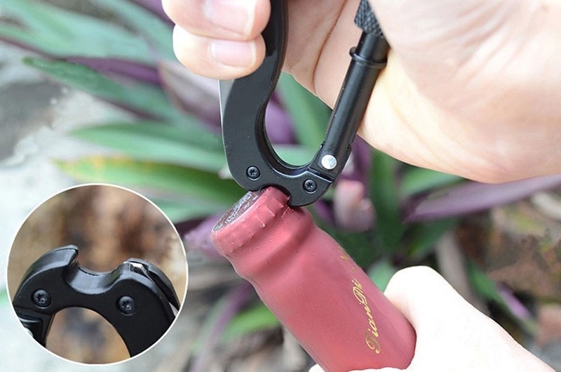 Aluminum Climbing Carabiner Hook Gear outdoor Survival Tools Black Multi 5 in 1