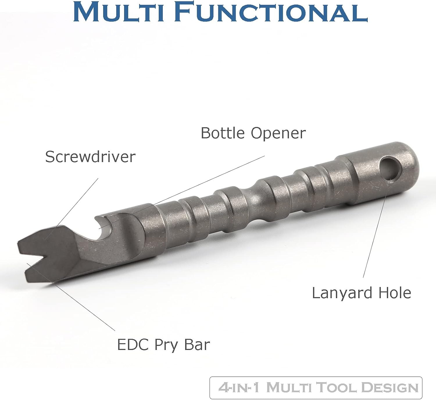 Titanium Alloy EDC Pry Bar with Bottle Opener Screwdriver Function Multi Tool (G