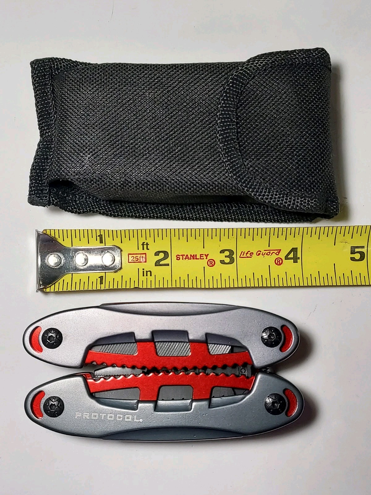 Protocol Black & Red Multi Tool + Nylon Pouch – Pliers, Blade