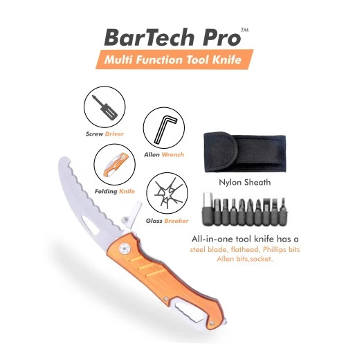 Bartech Pro Multi Function Tool Knife w/ Screwdriver and Bits
