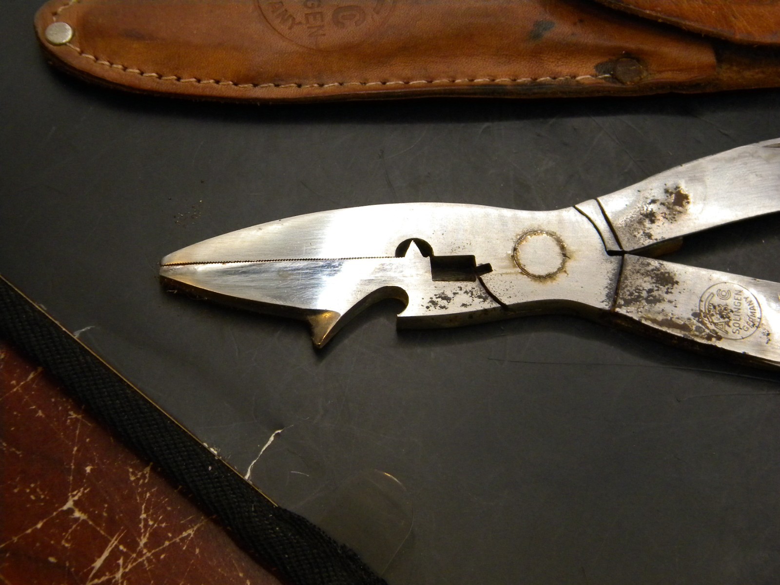 Vtg ABC Solingen Germany Stainless Steel Fishing Multi tool w/ Original Sheath