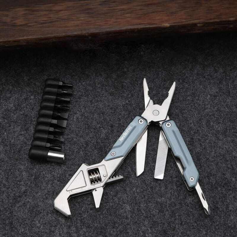 Multitool Pliers with Adjustable Wrench Bit Set EDC Camping Repair Tool