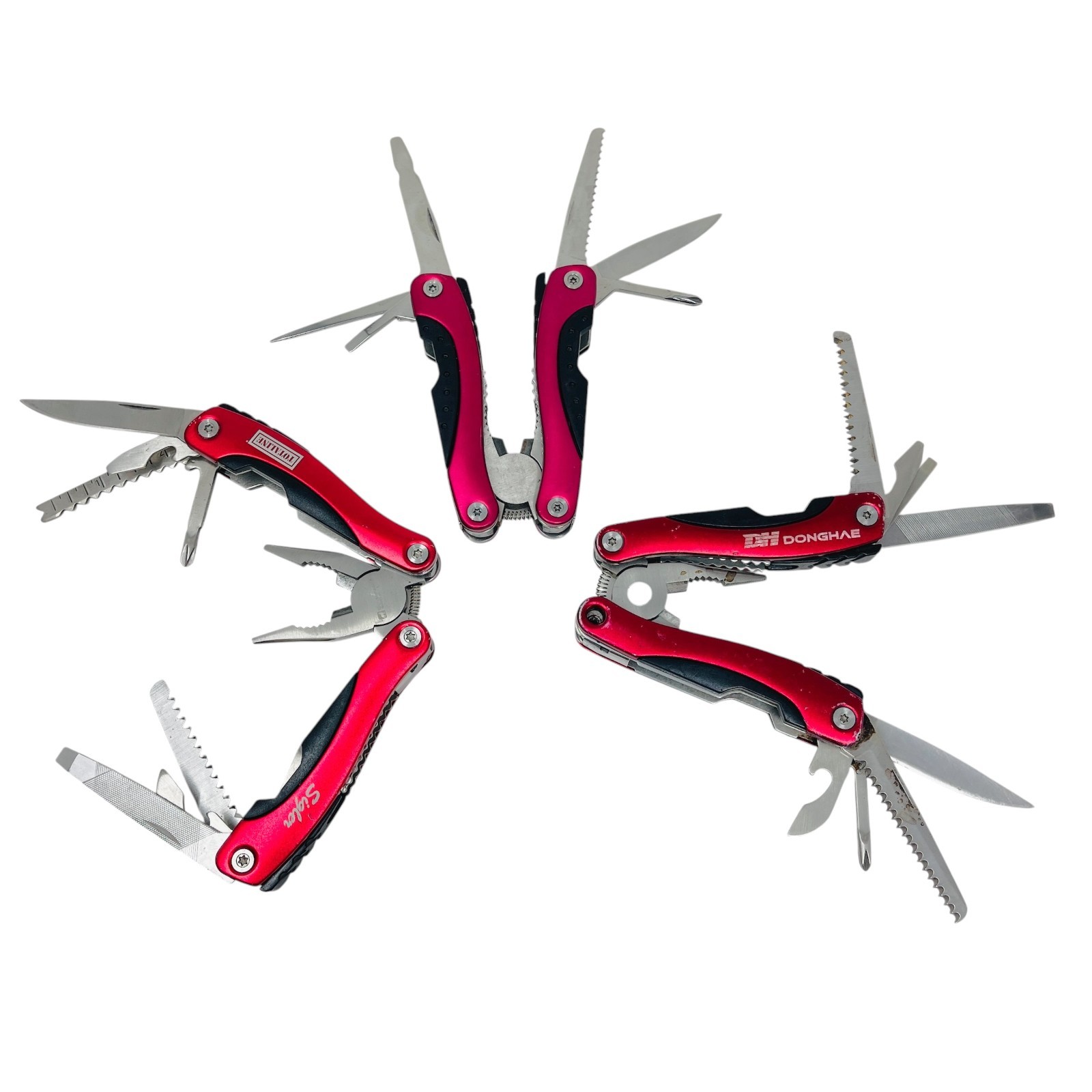 Schwarzwolf Outdoor & Mixed Brands Multi Tool Pliers Lot Red Anodized, 3 Pcs