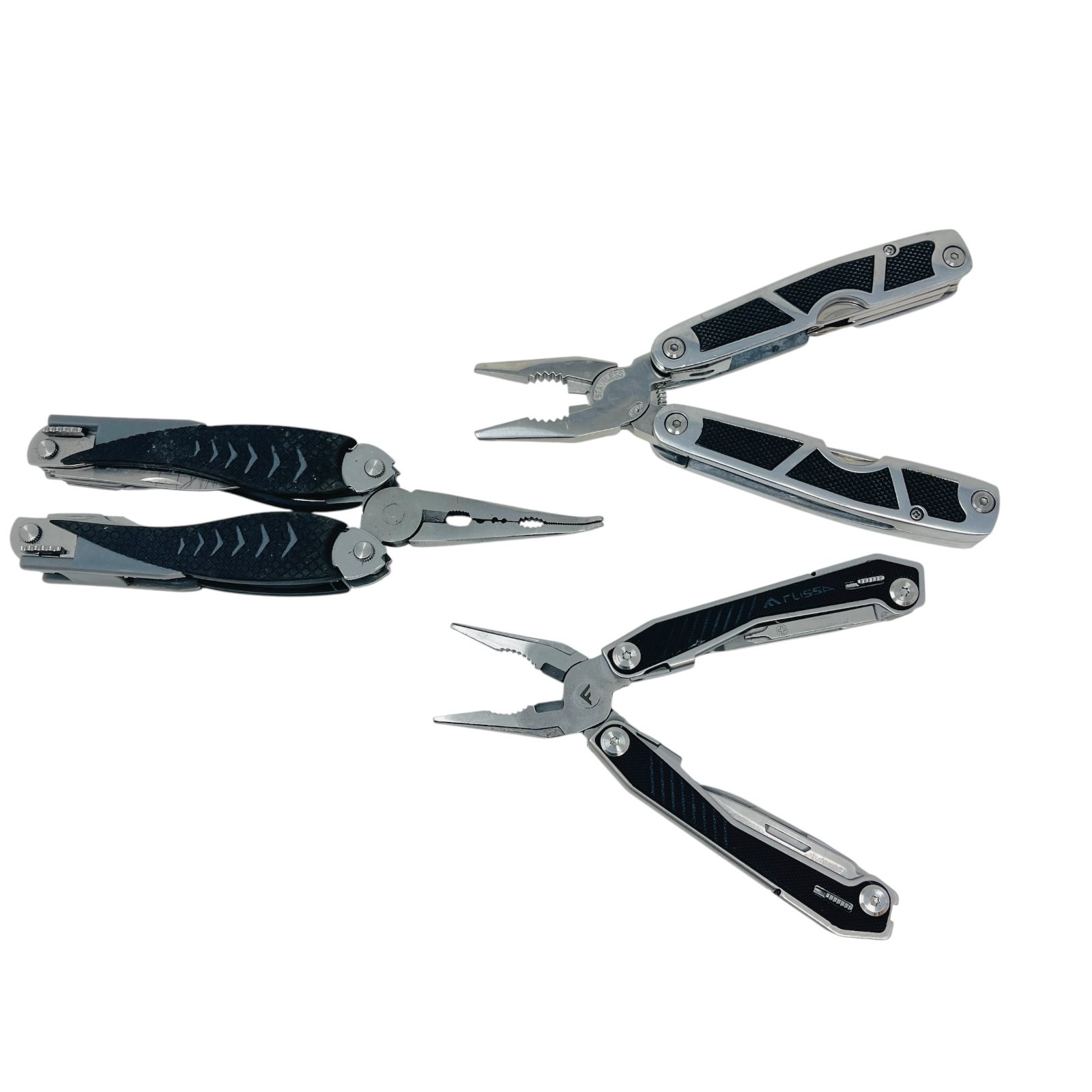 Flissa, Willard Marine and Unbranded Multi-Tool Pliers Lot Survival Gear, 3 Pcs