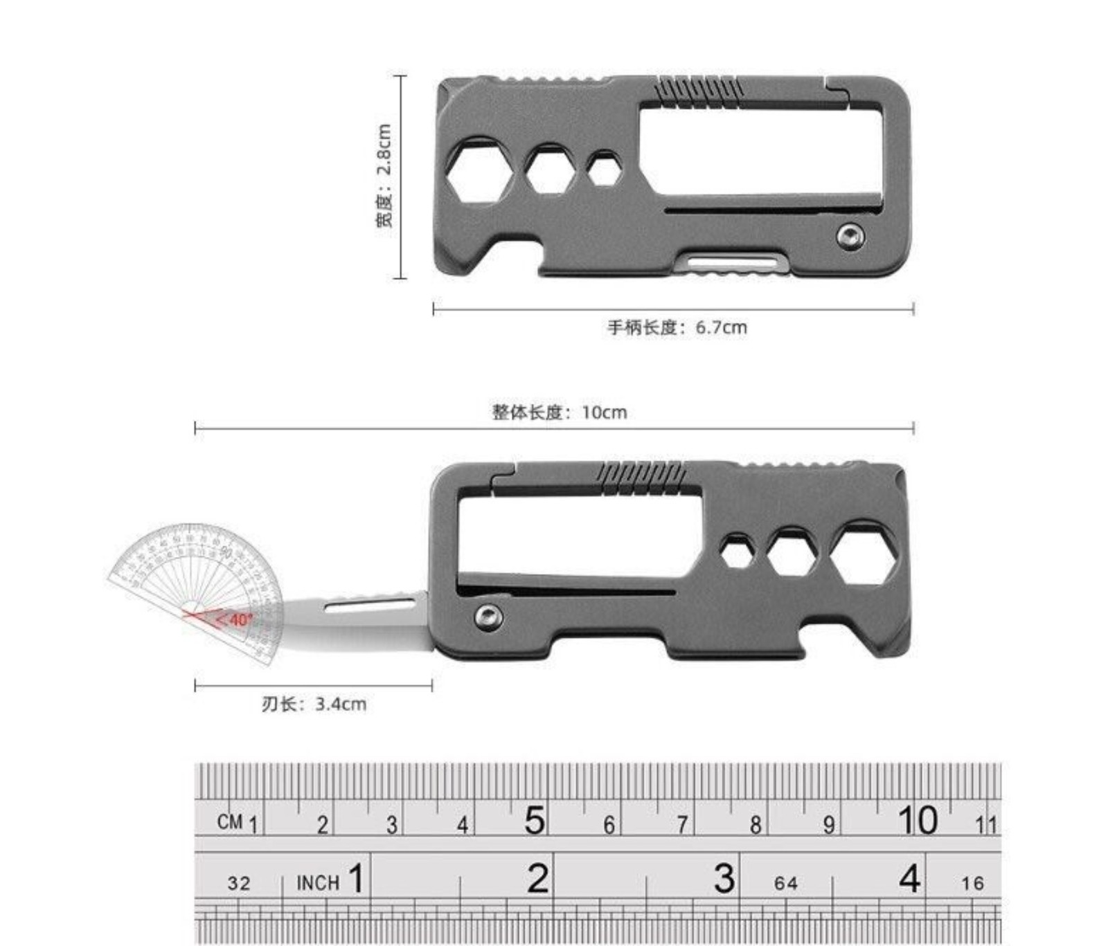 EDC Titanium Keychain Carabiner W/Knife Opener Screwdriver Outdoor Camping Tool