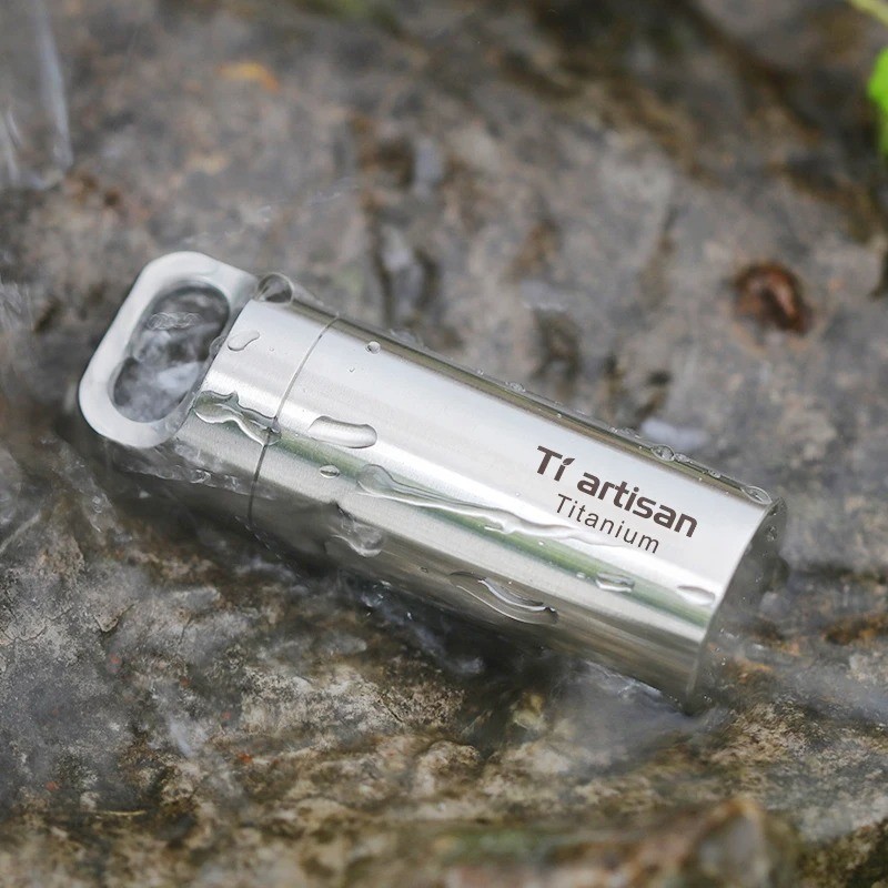 Titanium Alloy Waterproof Container Pill Box Travel Survival EDC Tool Keychain