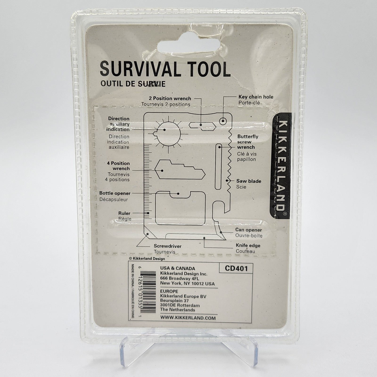 Kikkerland – Stainless Steel 11 Function Survival Tool w/ Pouch (NIP)