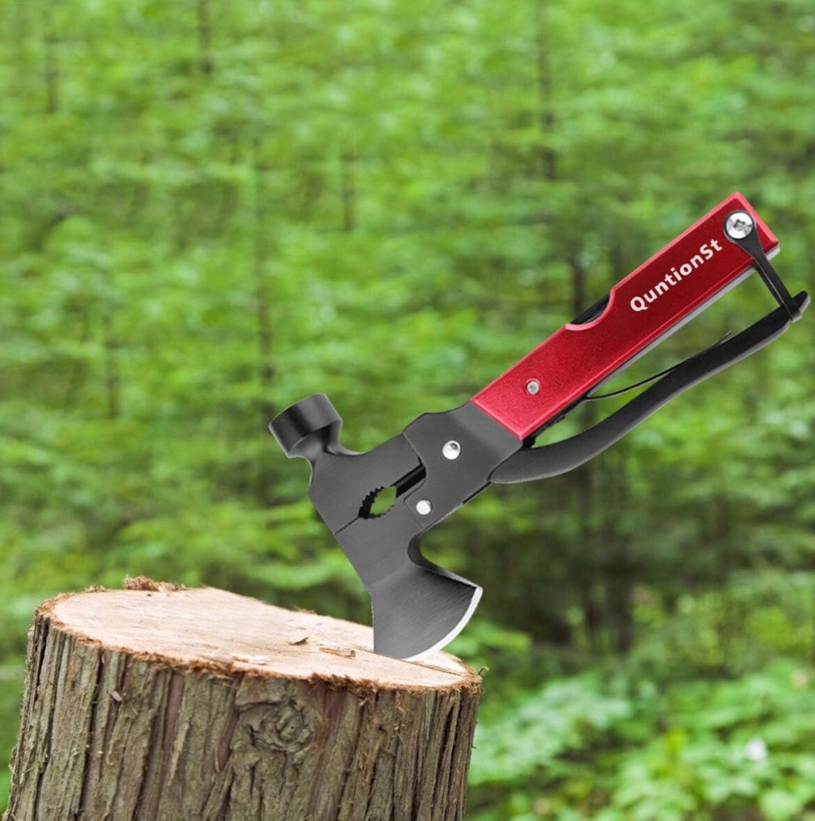 NEW Quntionst 16-In-1 Camping Emergency Survival Multitool + Sheath BLACK & RED