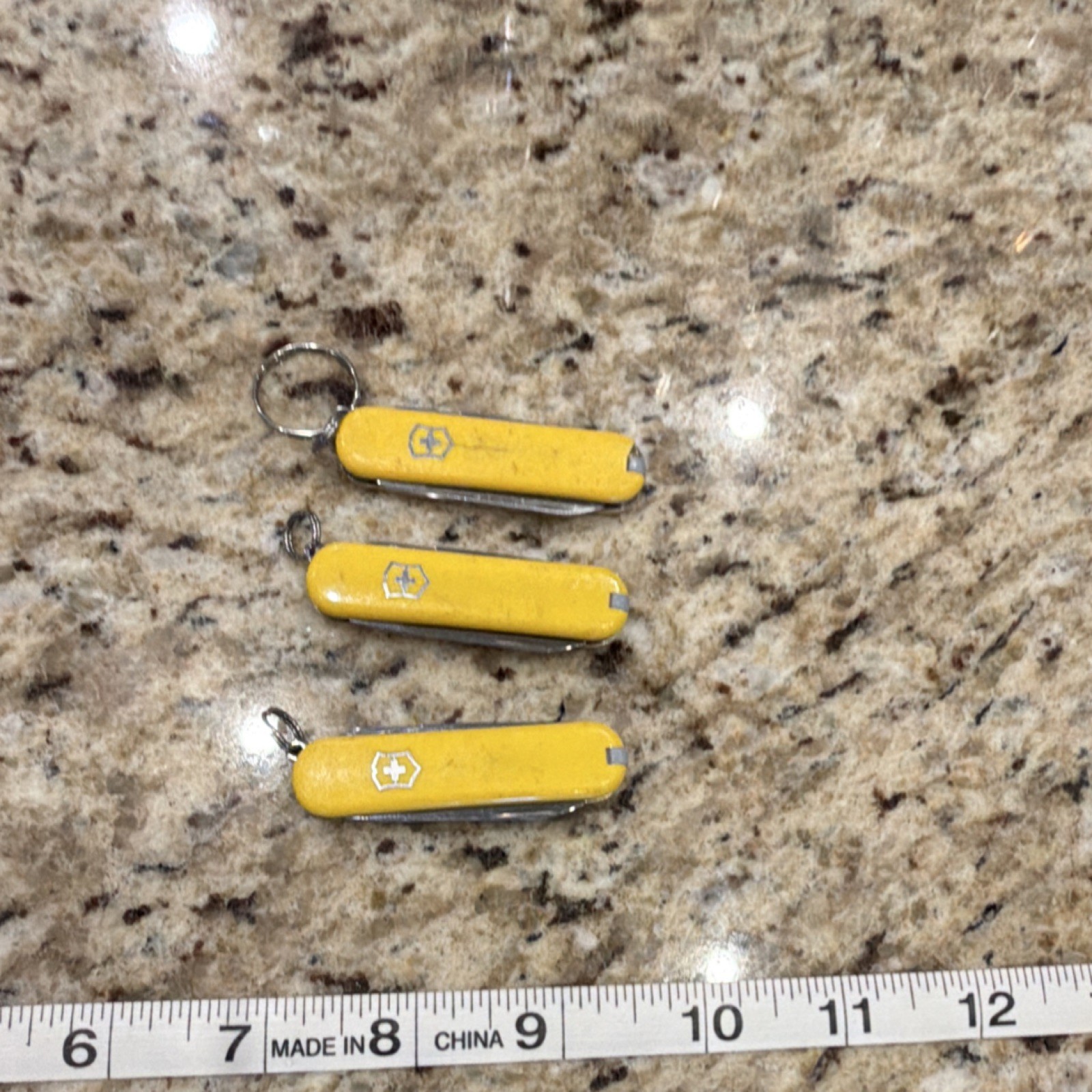 Victorinox Classic Multi-Tool Yellow Stainless Steel Knife Scissors File Lot 3