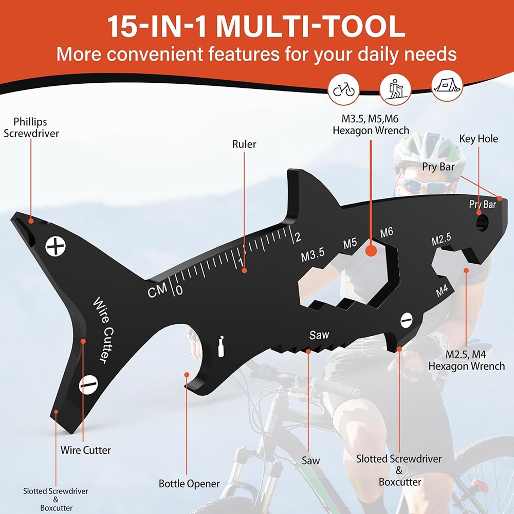 1pc Practical Birthday EDC Gift Fits Shark Multi-Tool & Keychain Accessory Needs