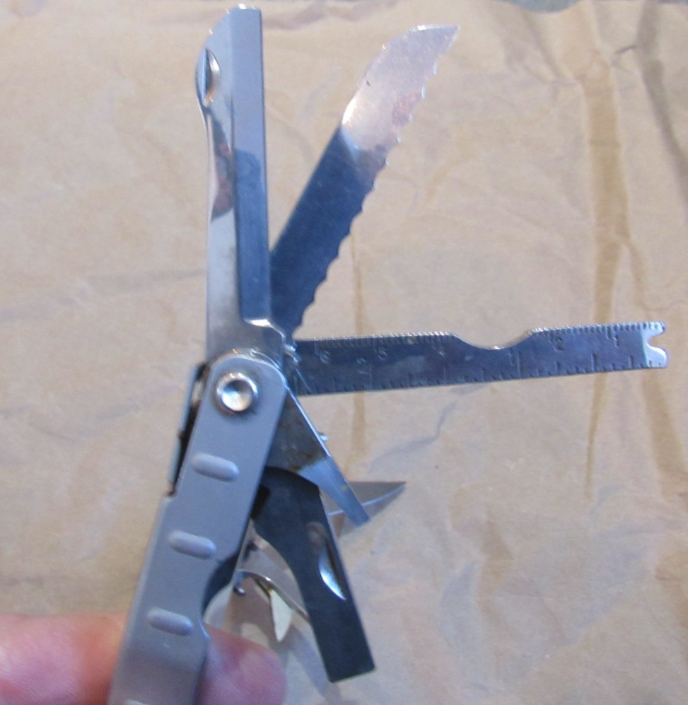 VTG Schrade Tough-Tool Multi-Tool Pliers Knife w/ Leather Sheath USA Made metal