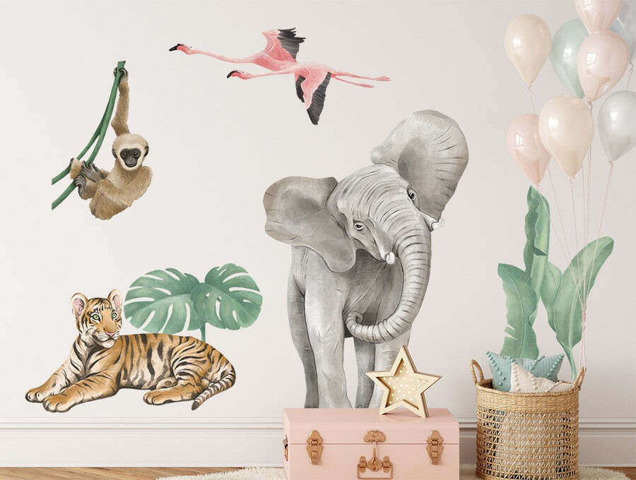 Jungle Forest Plants Animal Kids Nursery Wall Stickers