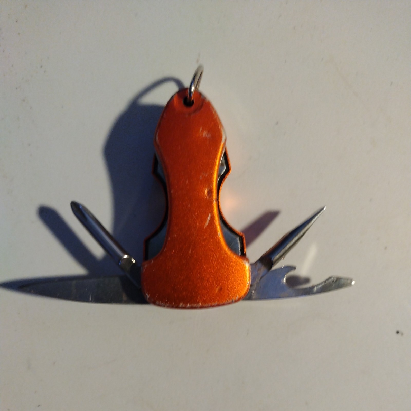 6 in 1 Keychain Pocket Multi-Tool Stainless Steel with LED Flashlight Orange #39