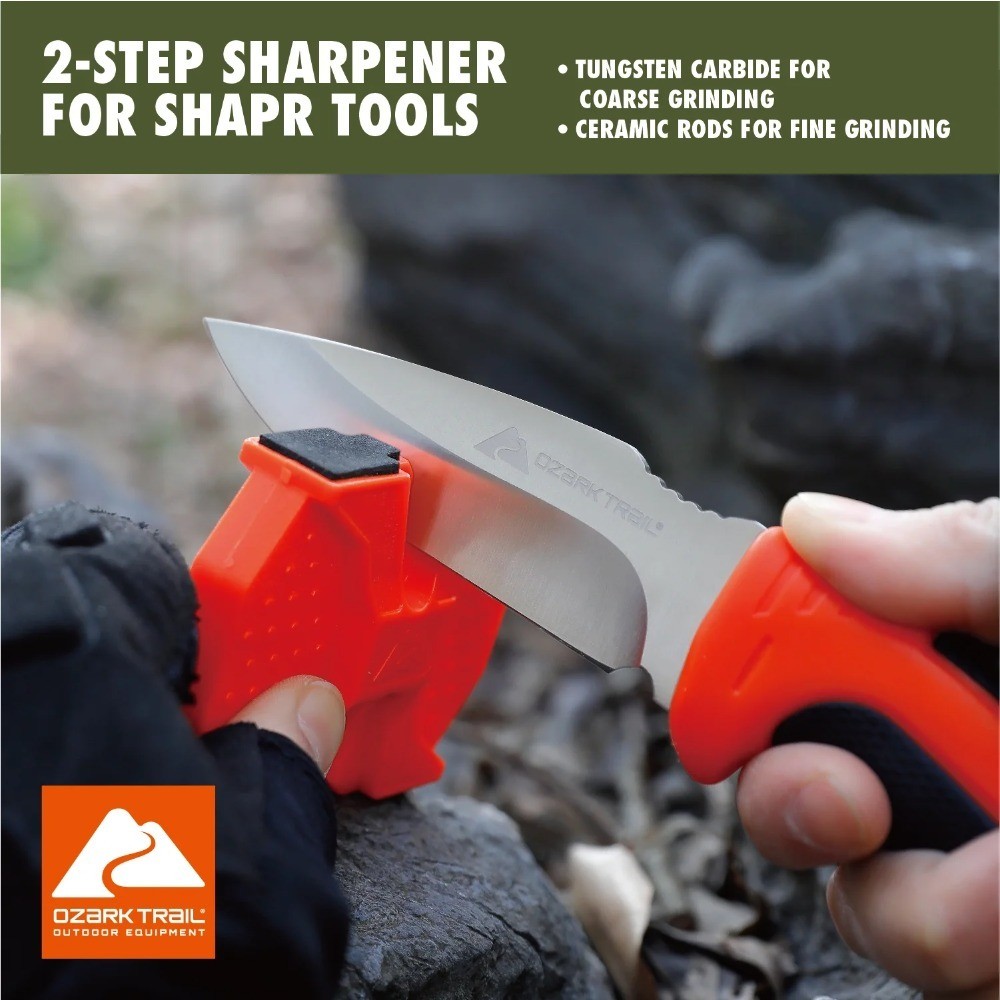 7-Piece Camping Tool Set with Hammer, Axe, Flashlight, and Knives, Batteries