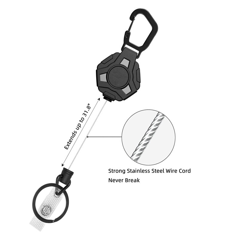 Tactical Zinc Alloy Auto Extend Keychain for Outdoor Sports