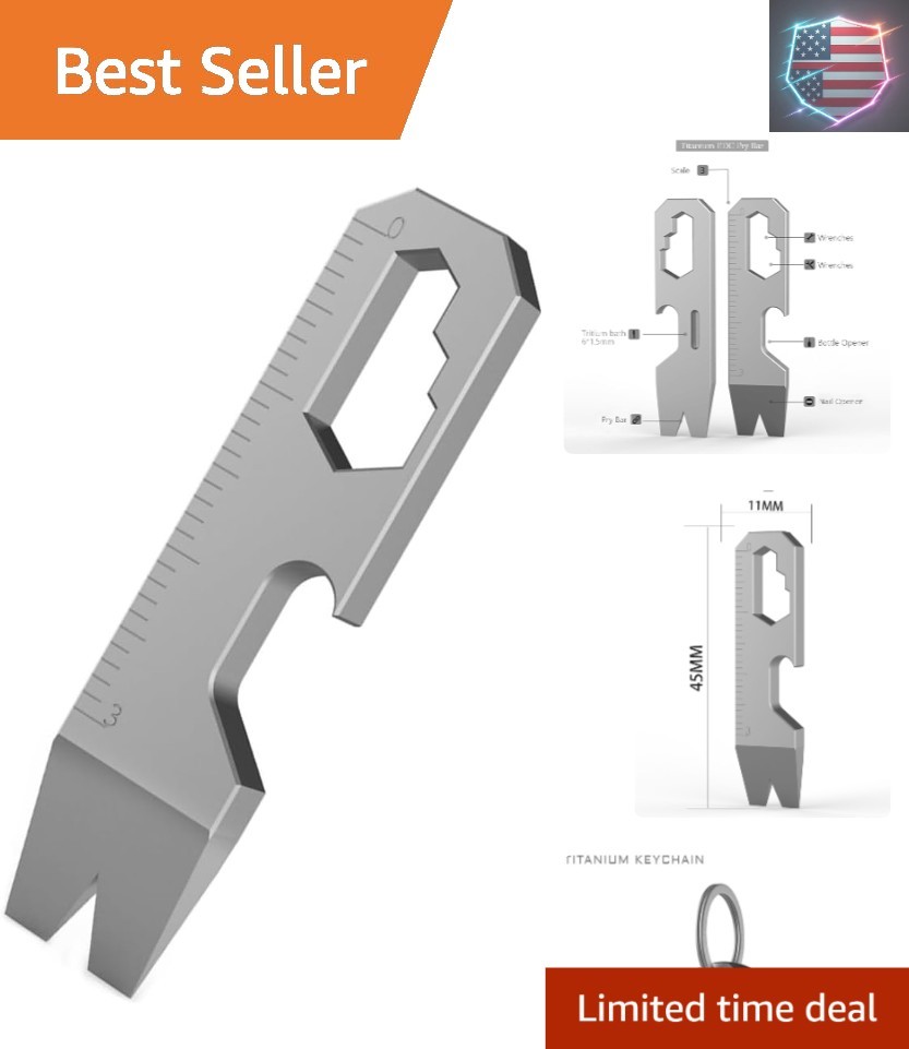 EDC Pocket Pry Bar Keychain Multi Tool, Titanium Small EDC Pry Bar for Keychains